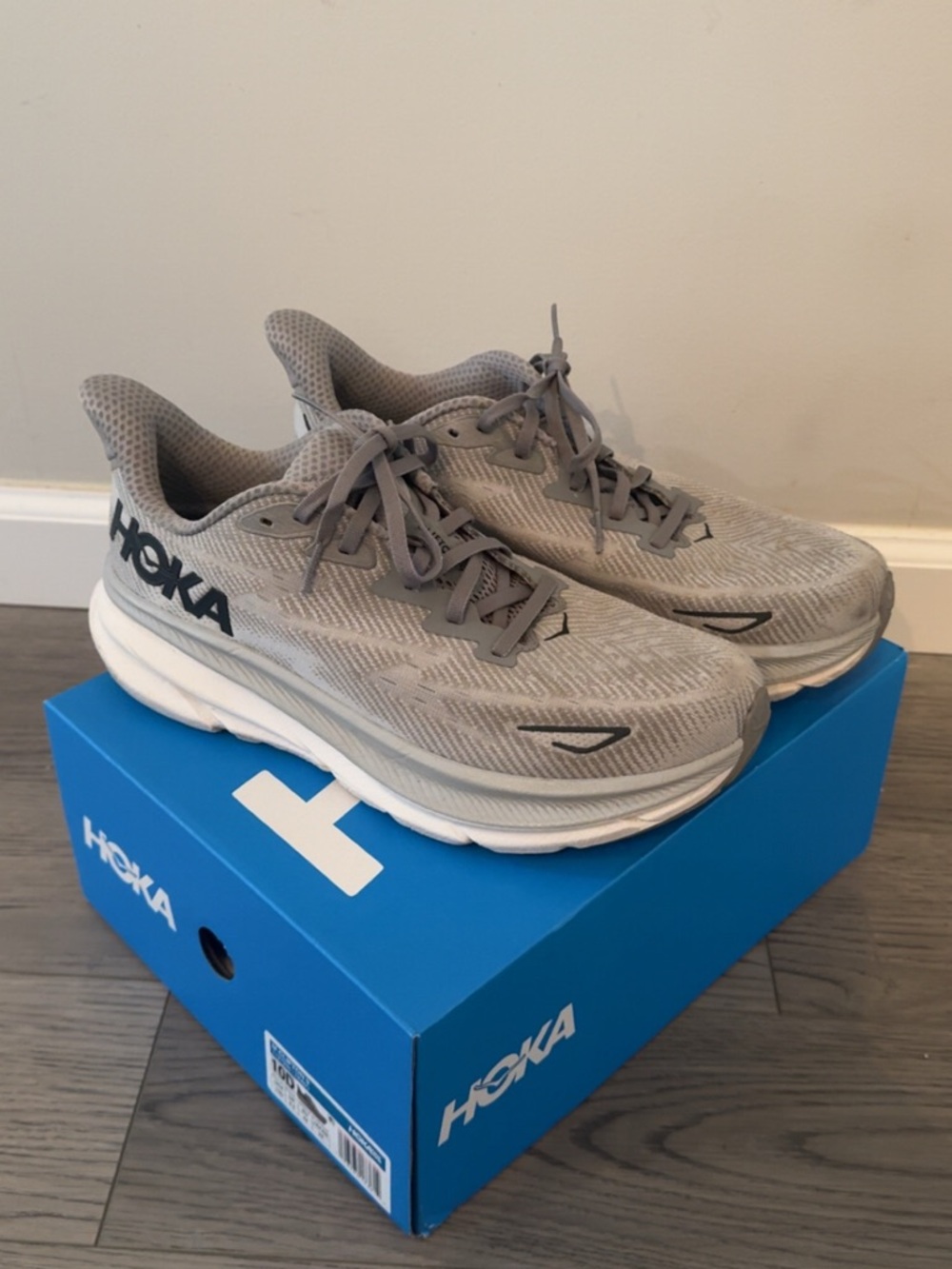 Hoka Light Gray Mesh Running Shoes